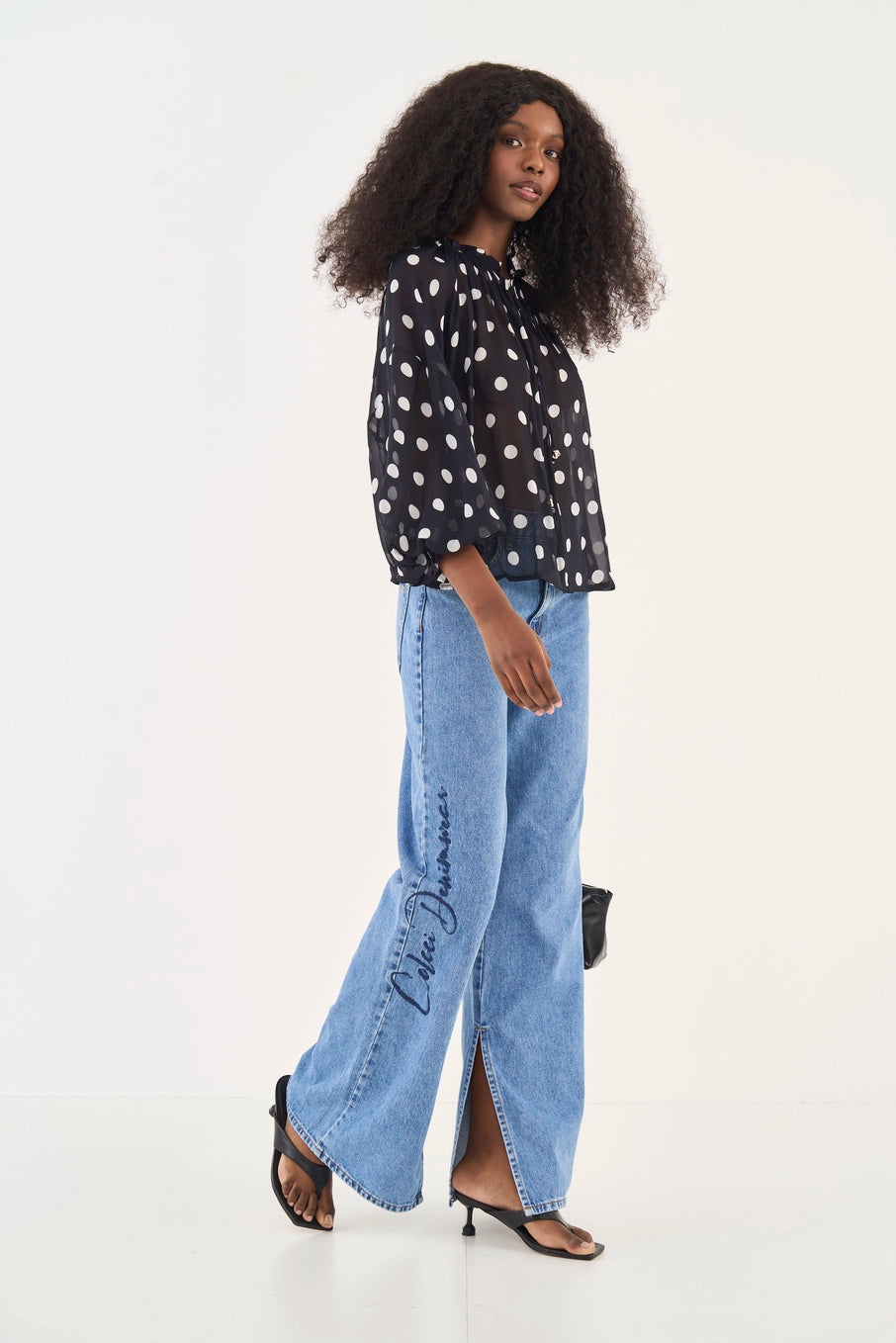 Calça Jeans Juliette Wide Leg Com Bordado