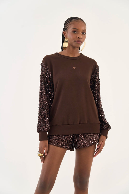Sweat Loose Com Aplicação De Paetê