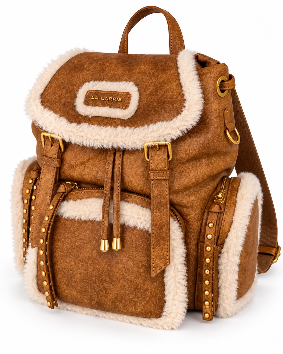 Mochila La Carrie com Detalhes de Pelo e Tachas
