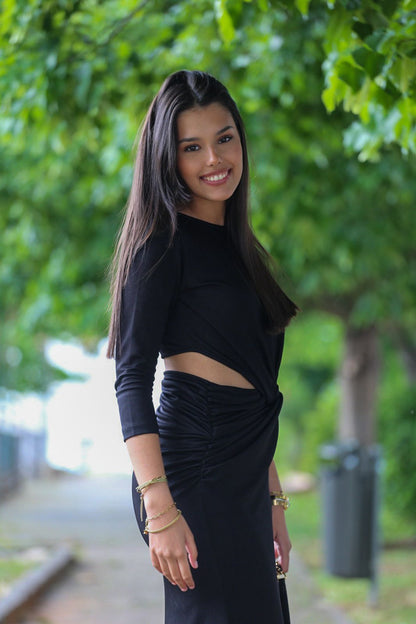 Vestido Longo com Brilho Subtil