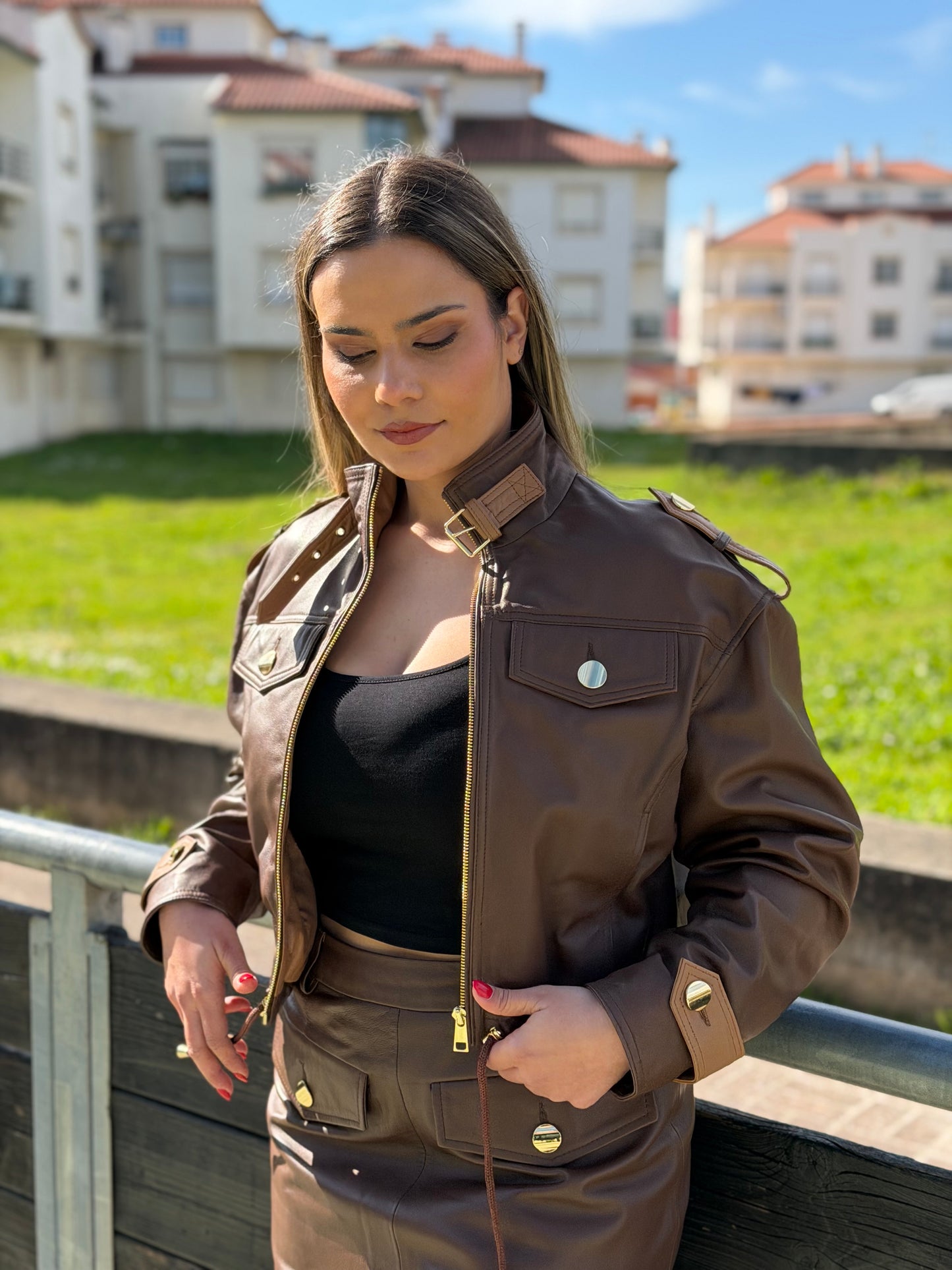 Casaco Curto Locoluxo em Pele