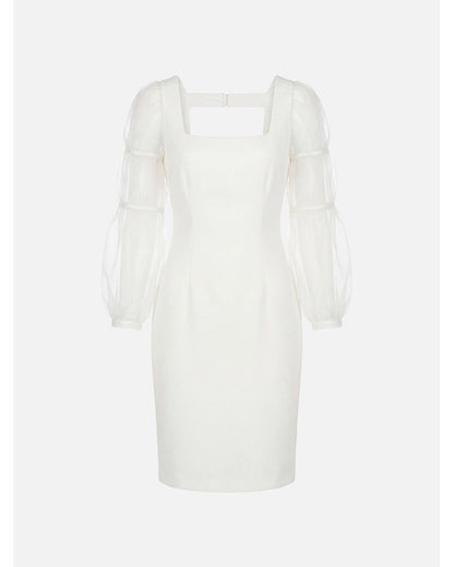 Vestido com manga abalonada em organza