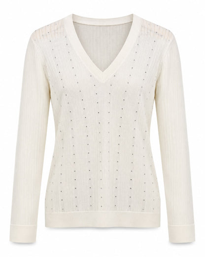 Camisola LIU JO em malha com decote em V e aplicações brilhantes
