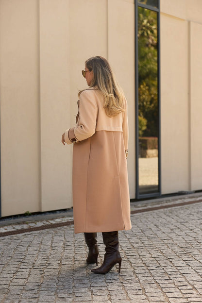 ✨ Casaco Longo de Fazenda Camel — Edição Premium