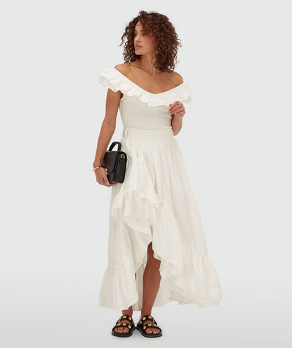 Saia maxi de cintura alta TARRANT - branco-creme
