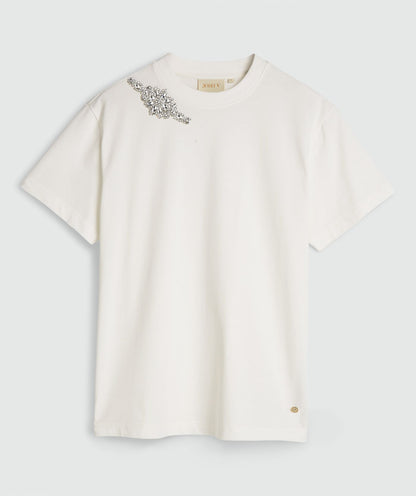 Camiseta oversized ROXY com strass - off white