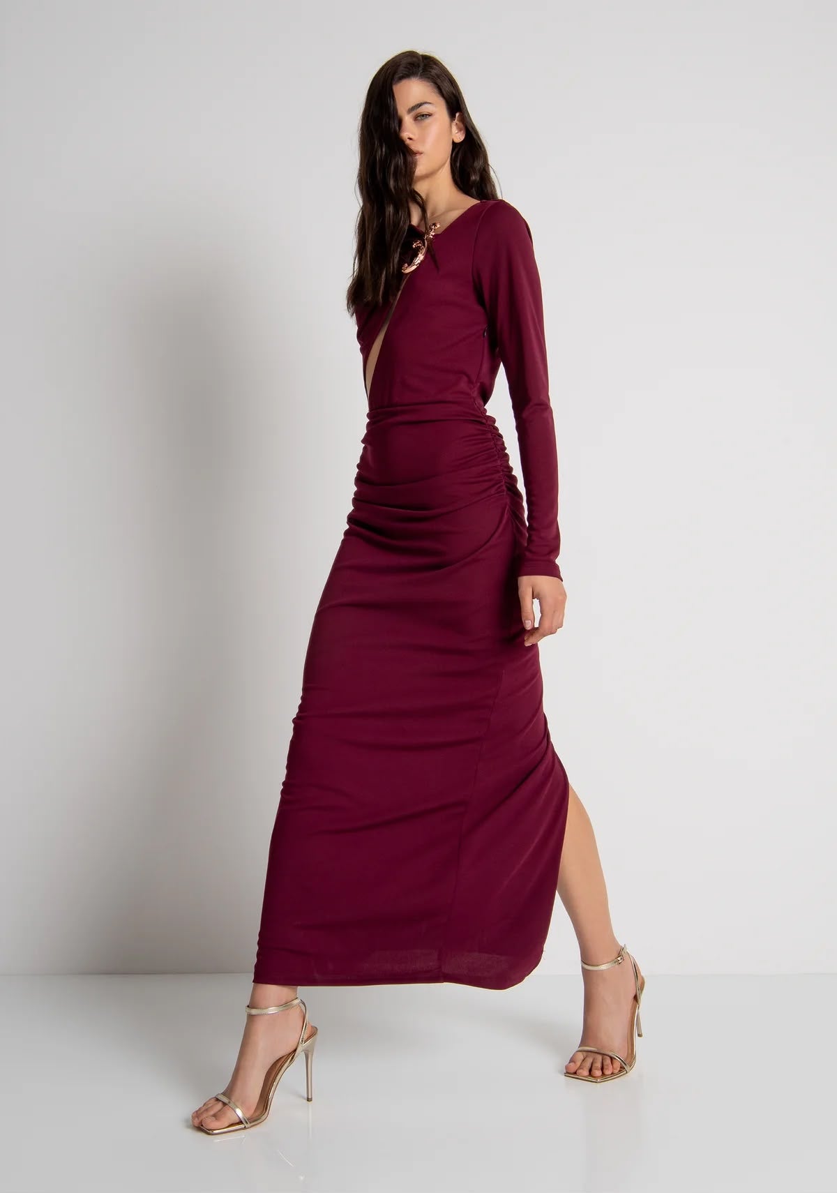 Vestido comprido Bordô Fracomina