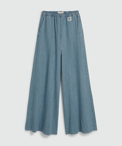 Calças de perna larga SERA com efeito denim - denim azul médio