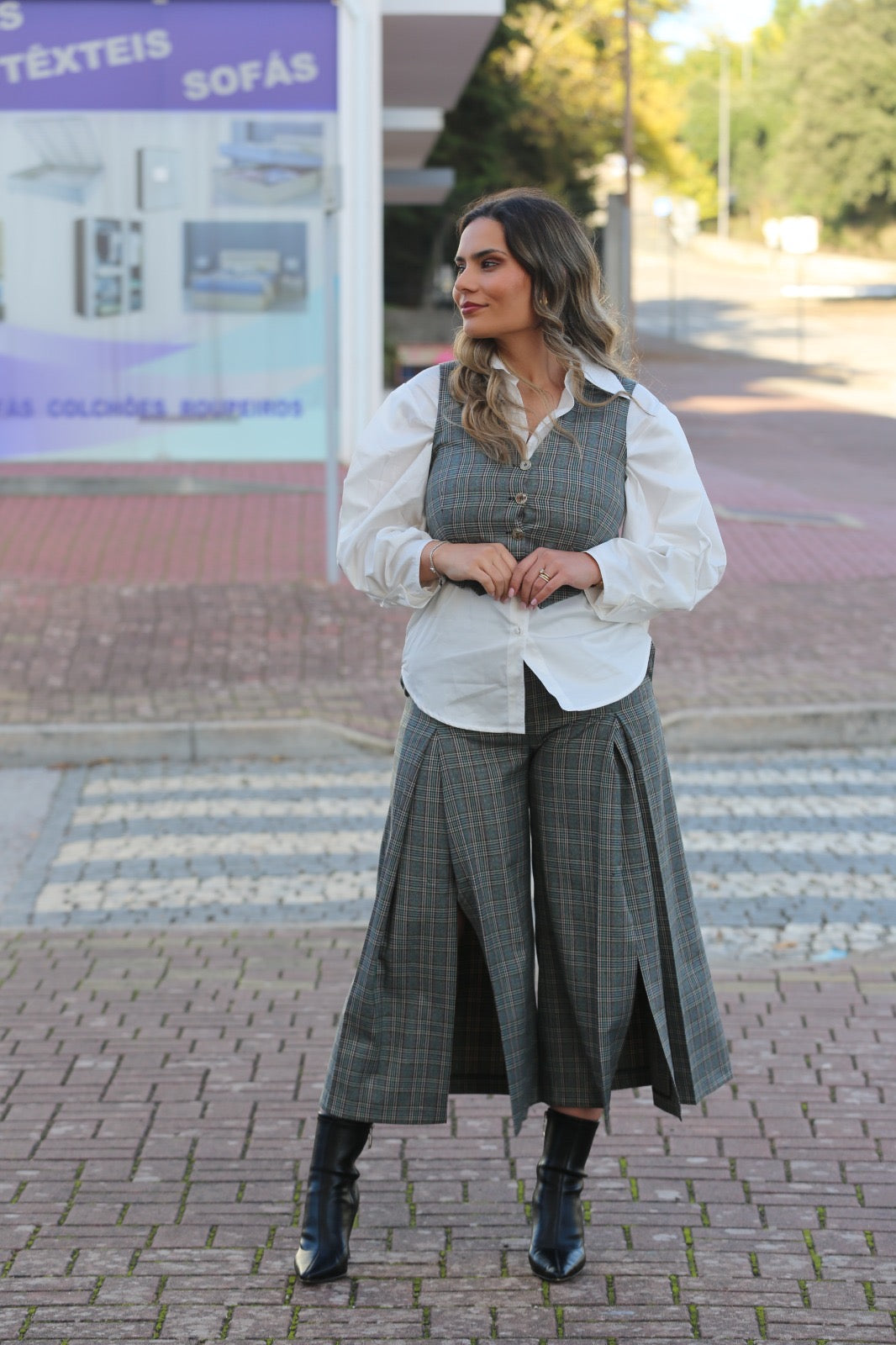 Calças Xadrez Femininas