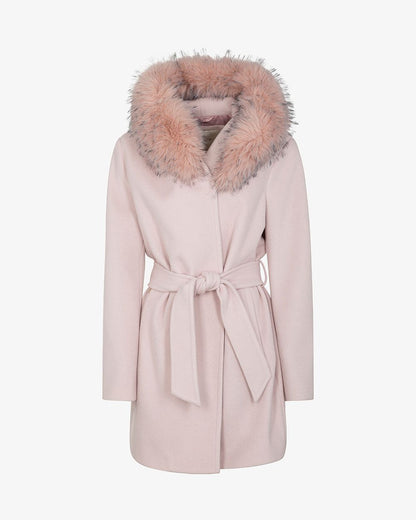 Casaco Curto com Capuz e Gola em Pelo Sintético