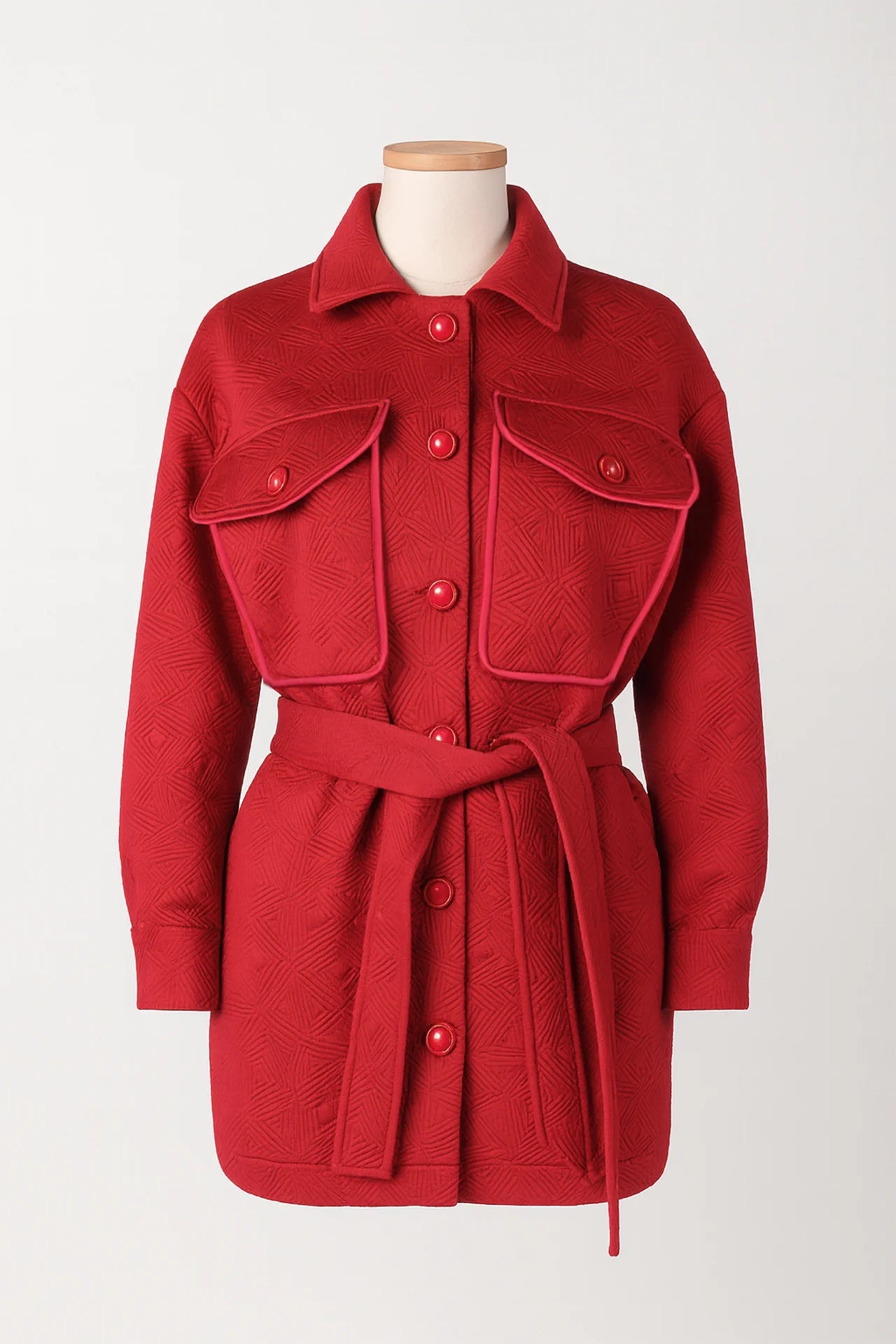 Conjunto Feminino Vermelho com Camisa Estruturada e Calça Slim Fit