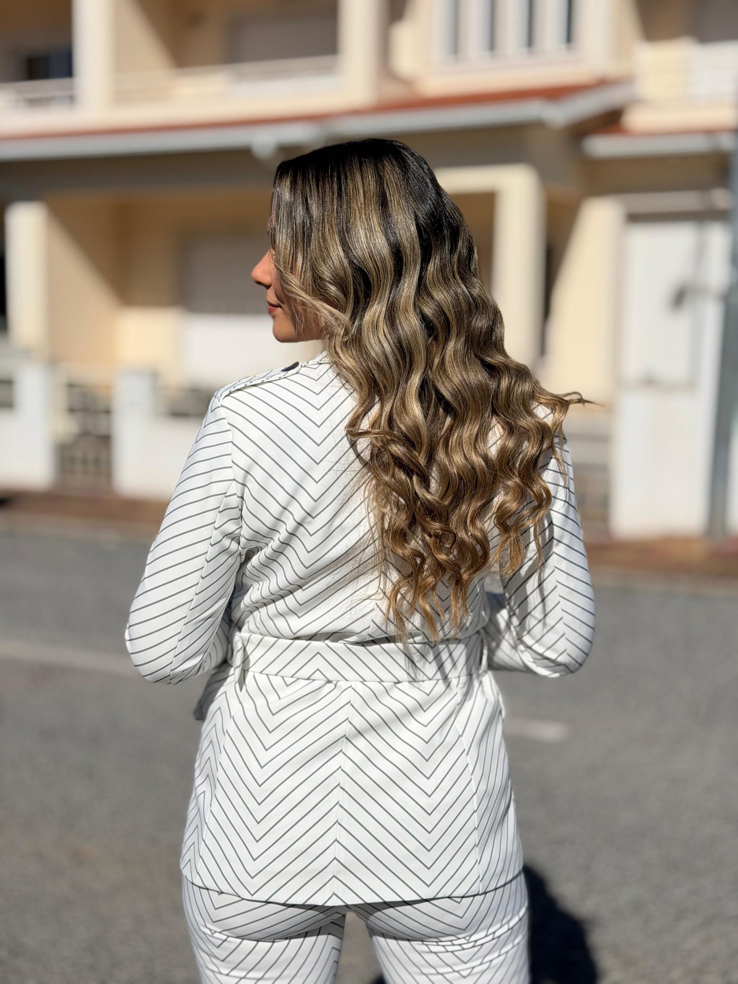 Blazer Locoluxo Branco às Riscas