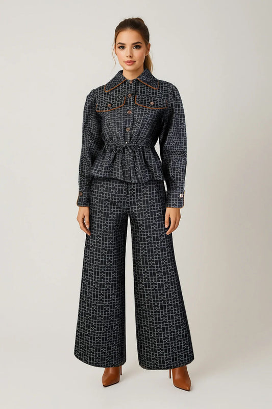 Calças Culotte Denim com Estampa SH