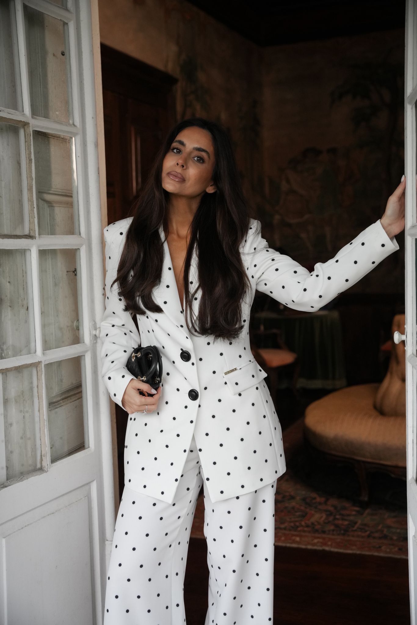 Blazer Citado com Estampado às Bolas