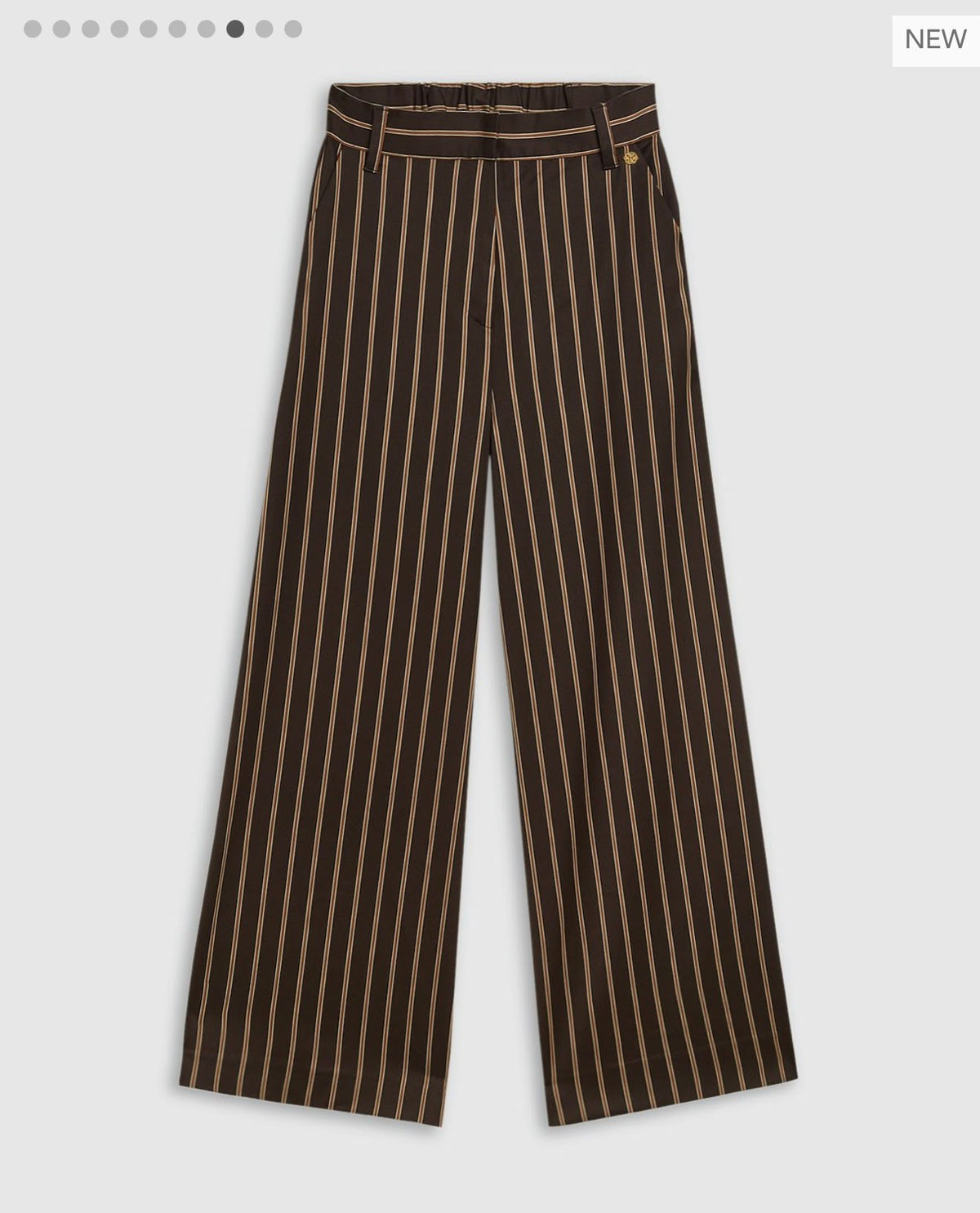 Calça castanha com riscas camel