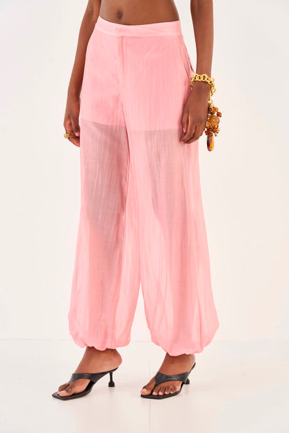 Conjunto Blusa Peplum & Calça Rosa