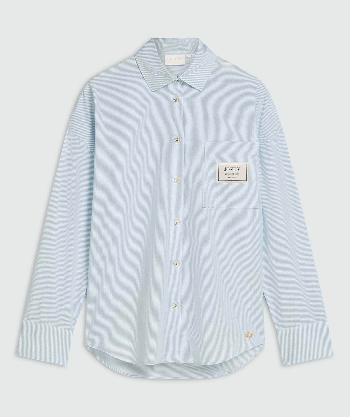 Blusa oversized com amarração em lenço - listras azuis vibrantes
