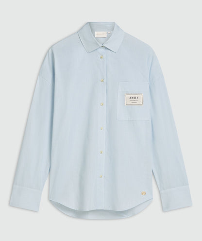 Blusa oversized com amarração em lenço - listras azuis vibrantes