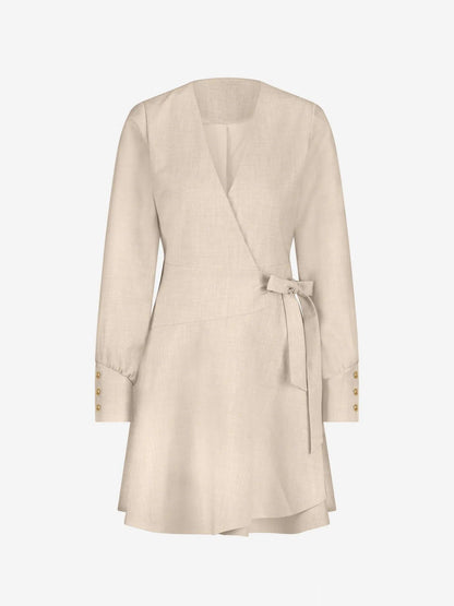 Vestido envelope mescla com detalhe dos botões