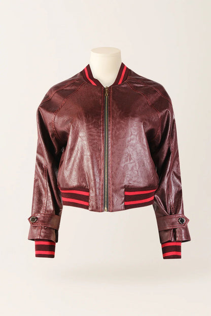 Casaco Bomber com Punhos Contrastantes