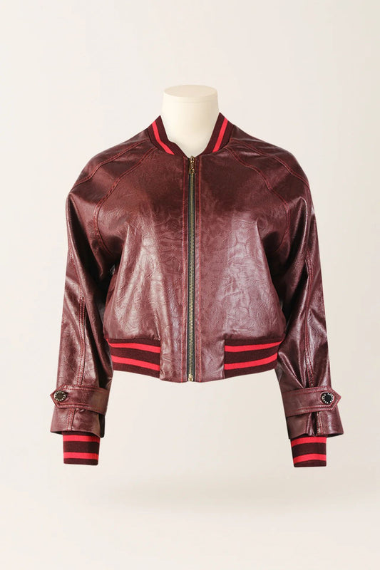 Casaco Bomber com Punhos Contrastantes