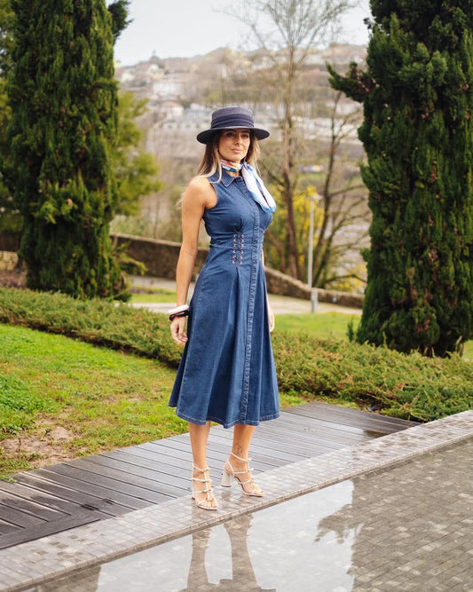 Vestido de ganga comprido