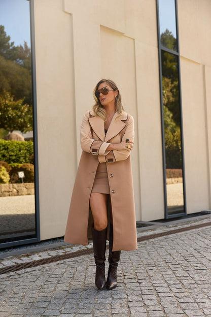 ✨ Casaco Longo de Fazenda Camel — Edição Premium