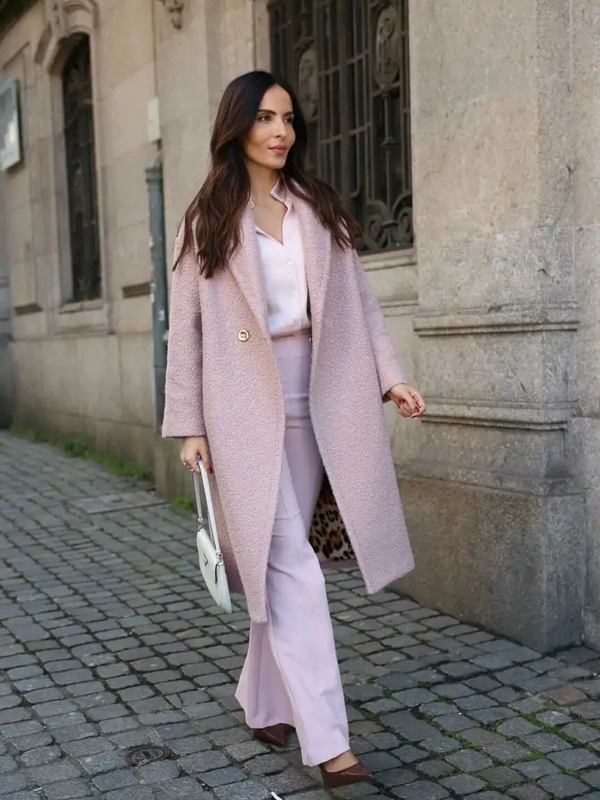 Casaco Rosa Bouclé Elegância