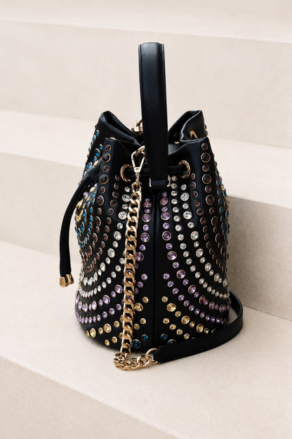 Mala Saco La Carrie com Cristais Multicoloridos