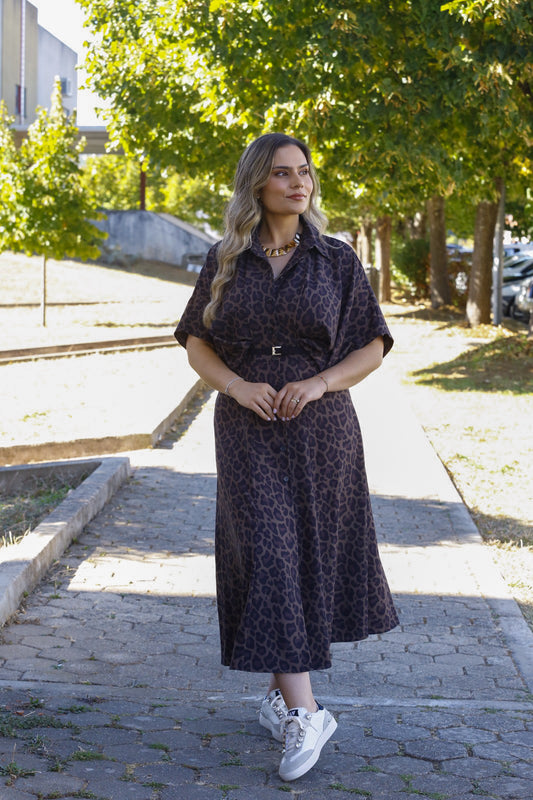 Vestido Camiseiro Animal Print