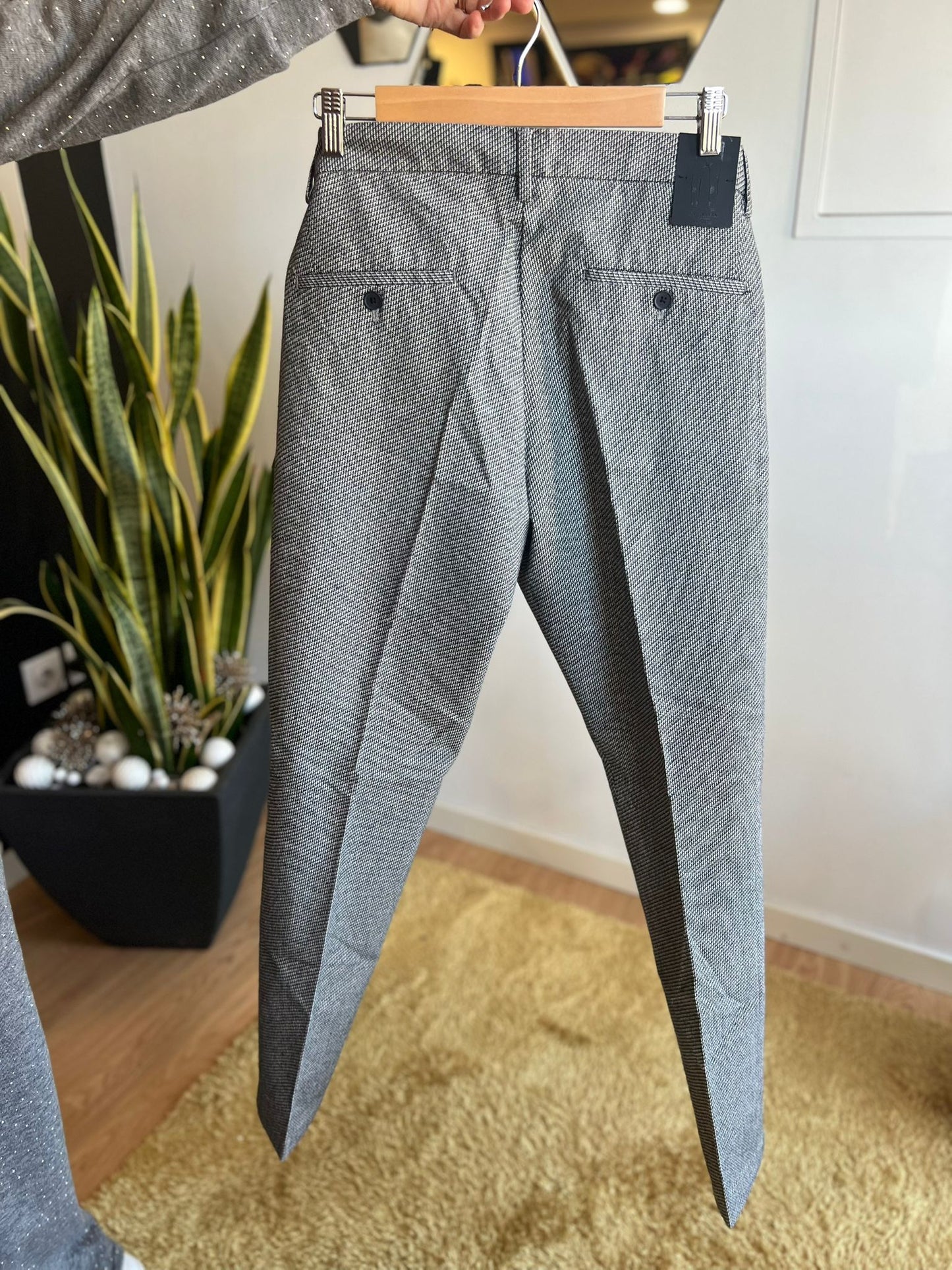 Calças Skinny Fit Clássicas Texturadas