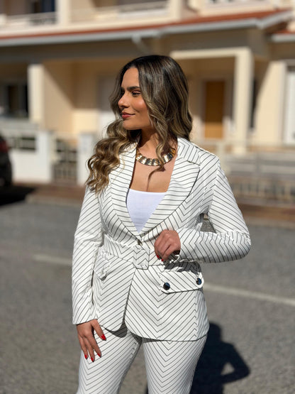 Calça Locoluxo Branca às Riscas