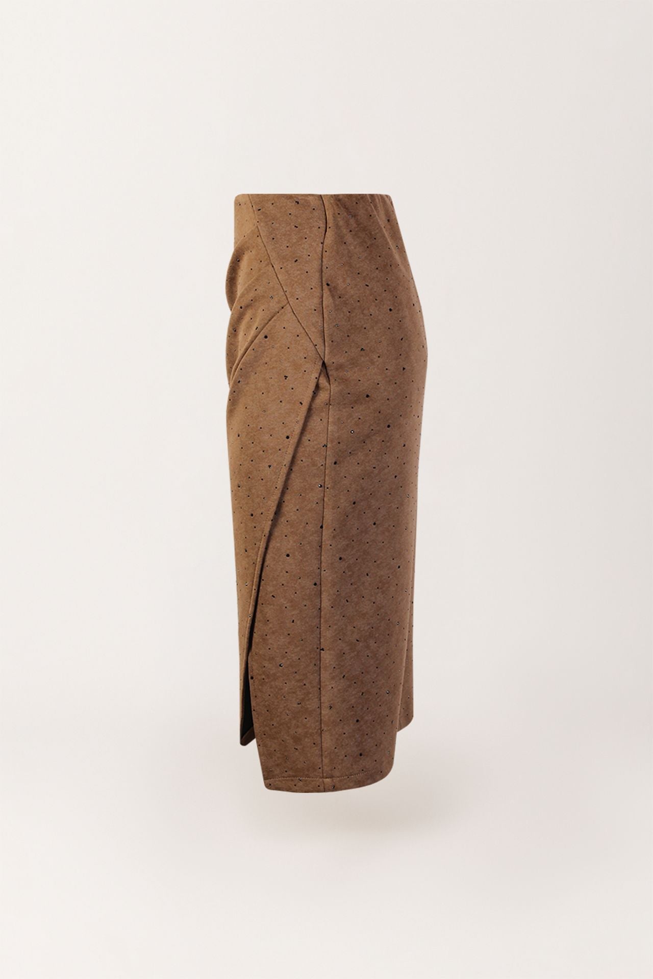 Saia Midi com Acabamento Pele de Pêssego e Aplicações Brilhantes