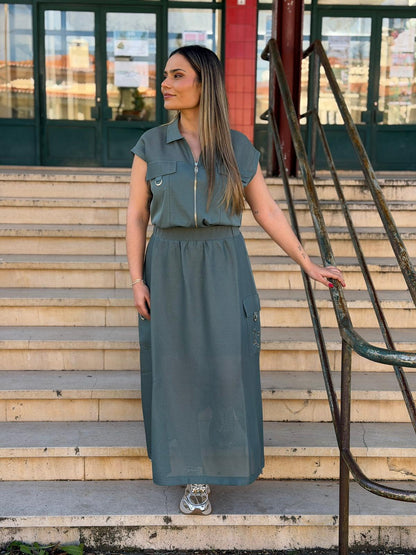 Conjunto Liu Jo – Top & Saia Midi Verde Militar