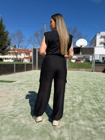 Conjunto Liu Jo – Top & Calça Wide Leg Preto
