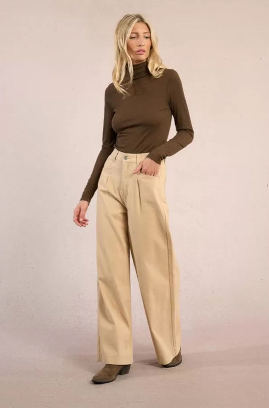 Calças Wide Leg em Algodão