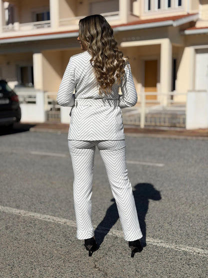 Blazer Locoluxo Branco às Riscas