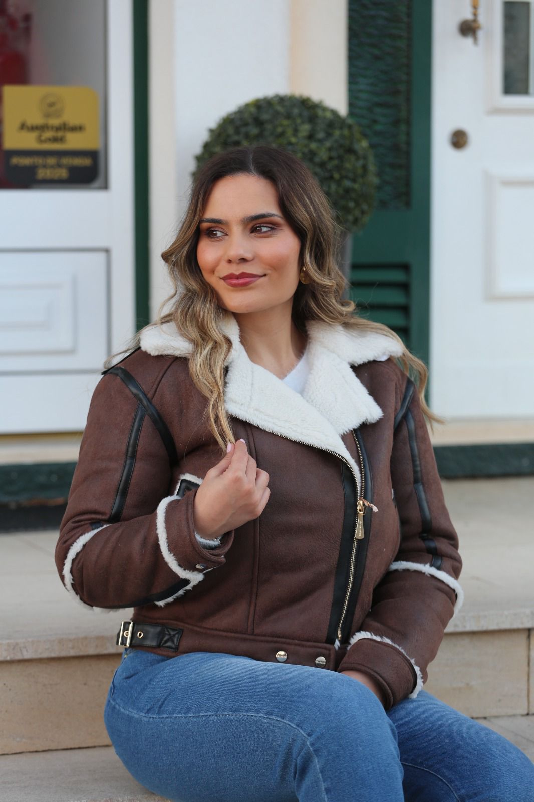 Casaco Aviador com Forro Aconchegante – Castanho