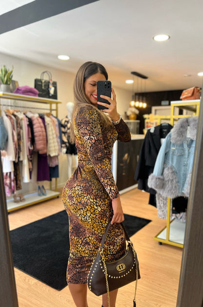 Vestido Midi Animal Print