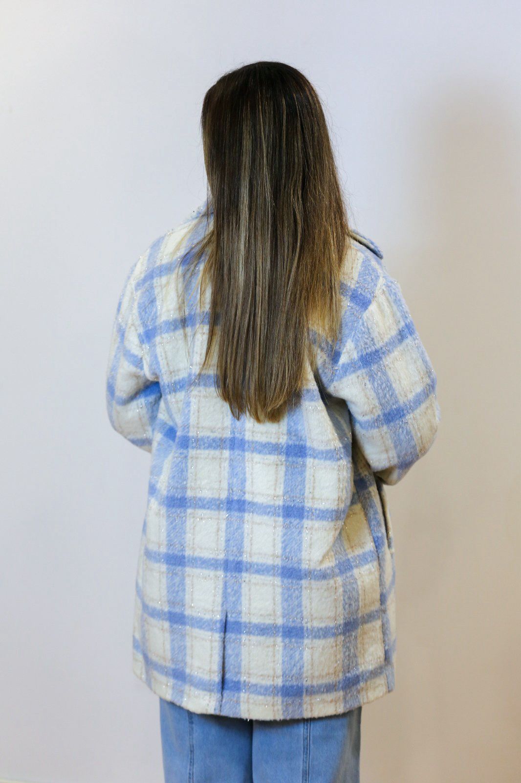 Casaco Xadrez Soft Azul & Creme