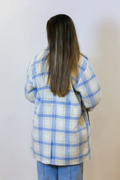 Casaco Xadrez Soft Azul & Creme