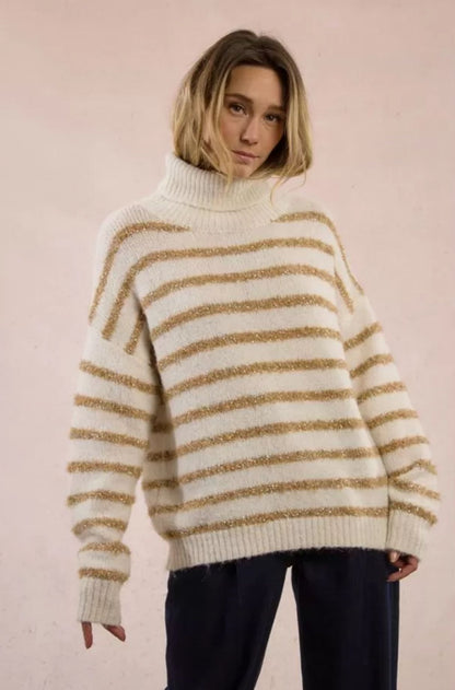 Camisola texturizada com listras iridescentes