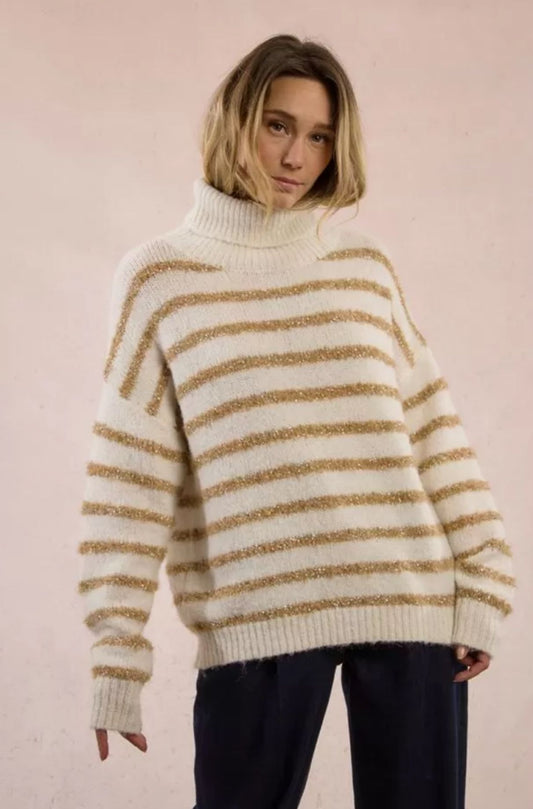 Camisola texturizada com listras iridescentes