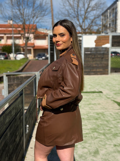 Casaco Curto Locoluxo em Pele