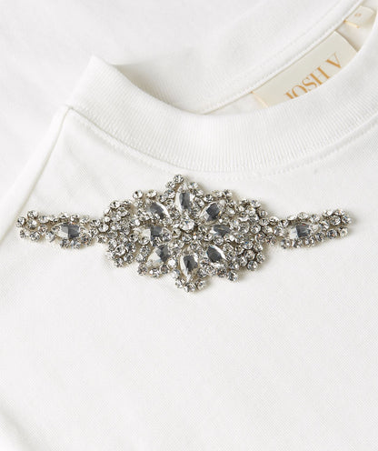 Camiseta oversized ROXY com strass - off white