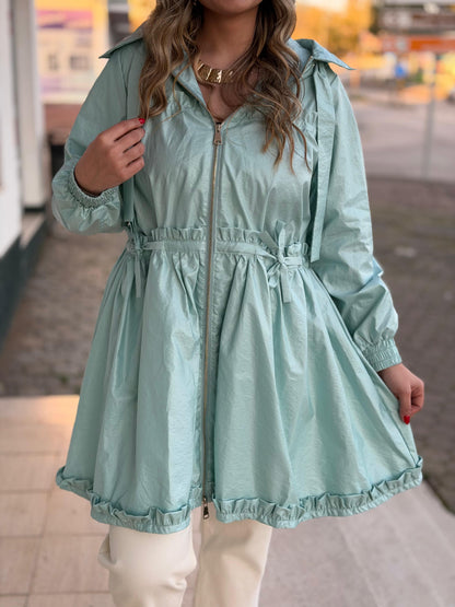Parka Leve com Cintura Ajustável – Verde Claro