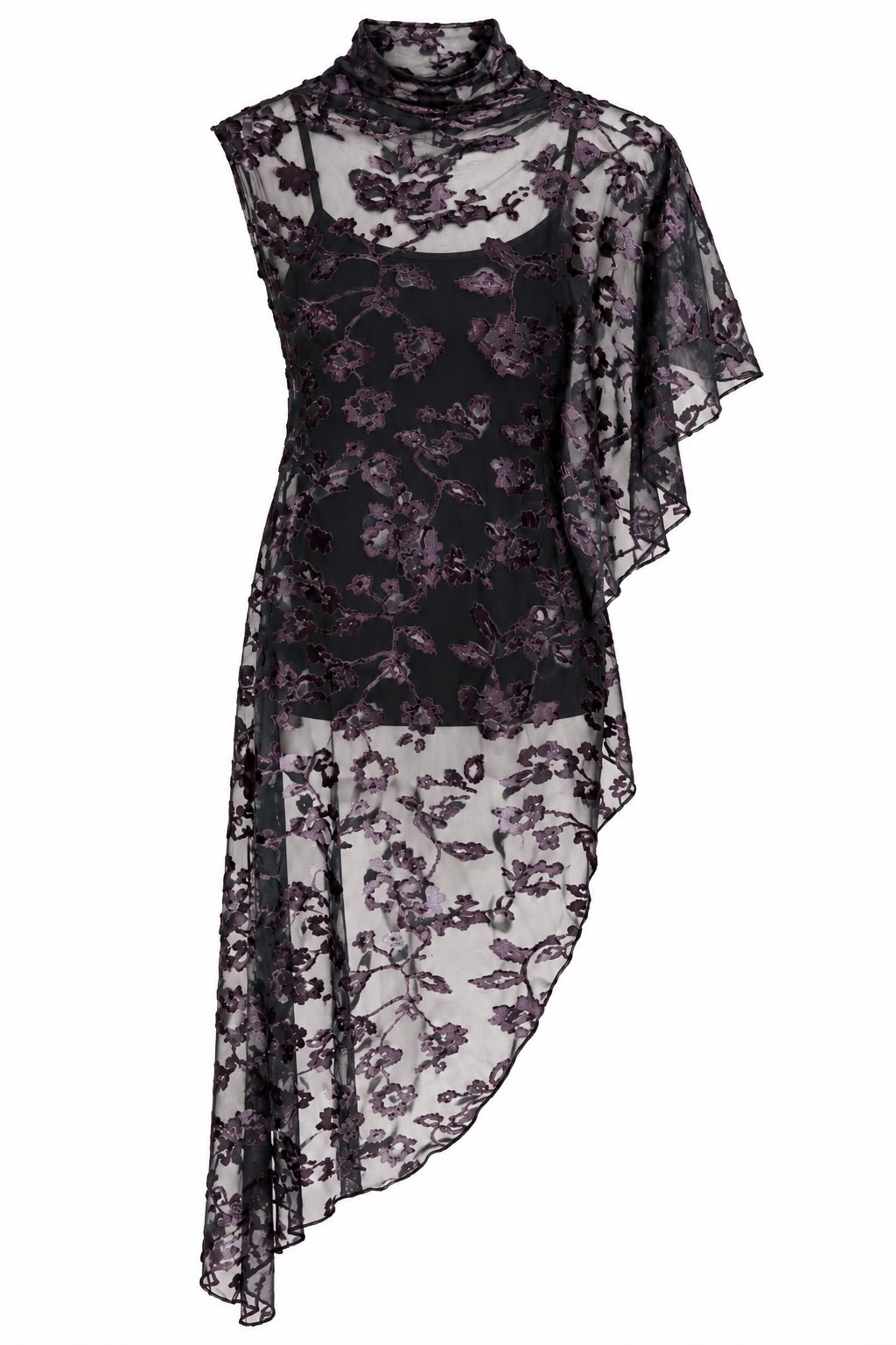 Túnica assimétrica floral com top preto incluído