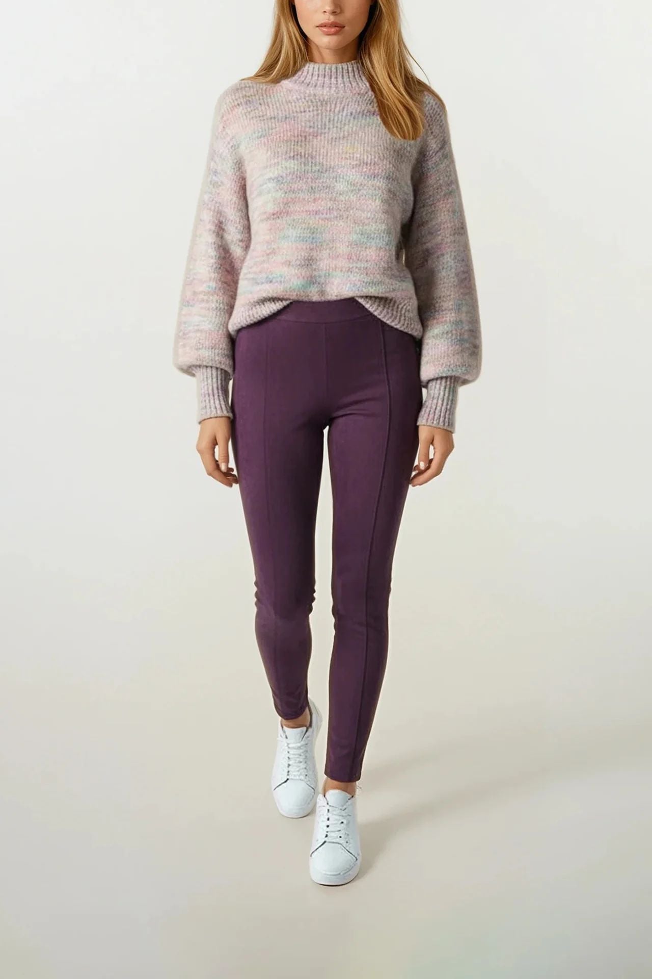 Leggings em efeito camurça