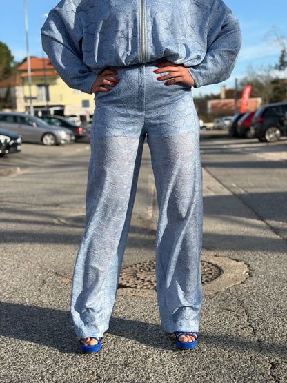 Calças de Cintura Subida em Renda