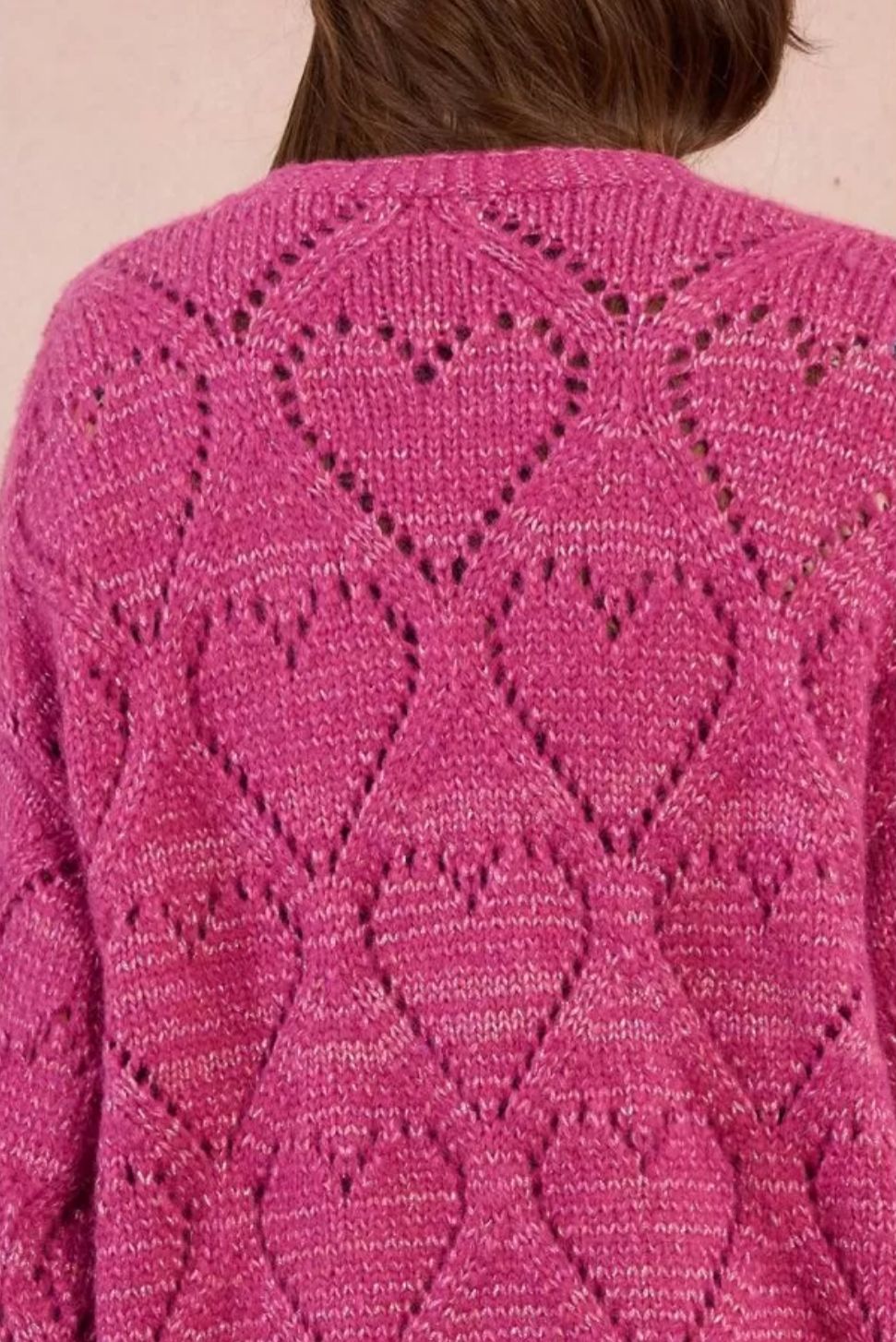 Cardigã aberto com estampa de corações